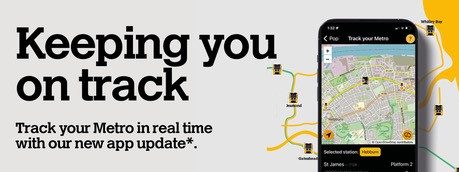 Po pAPp web banner - "Keeping you on track" - track your Metro in real time