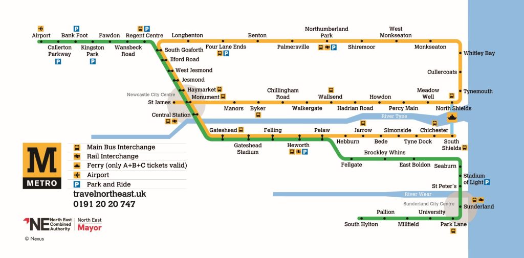 Tyne and Wear Metro Map