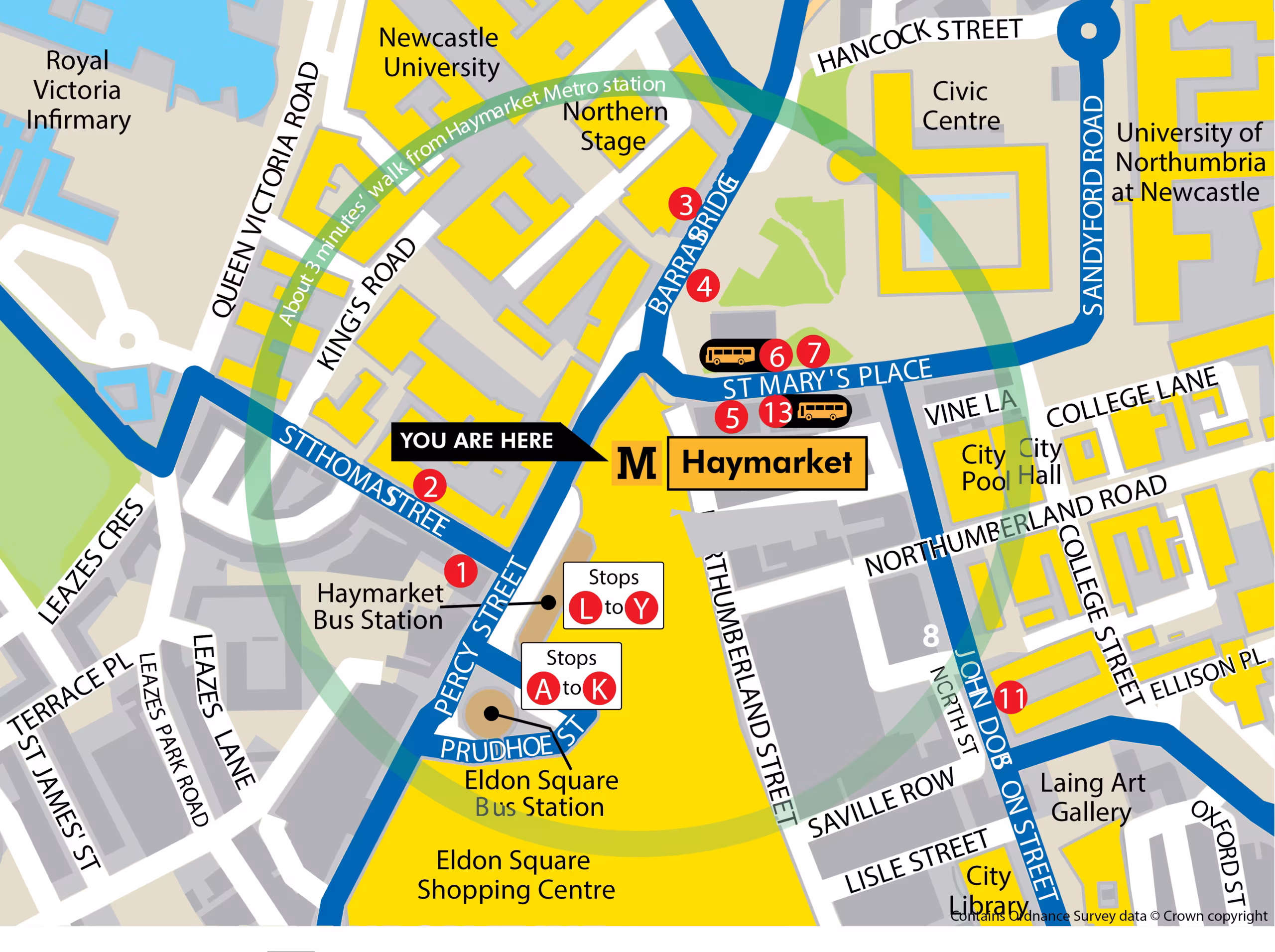 Haymarket station area map