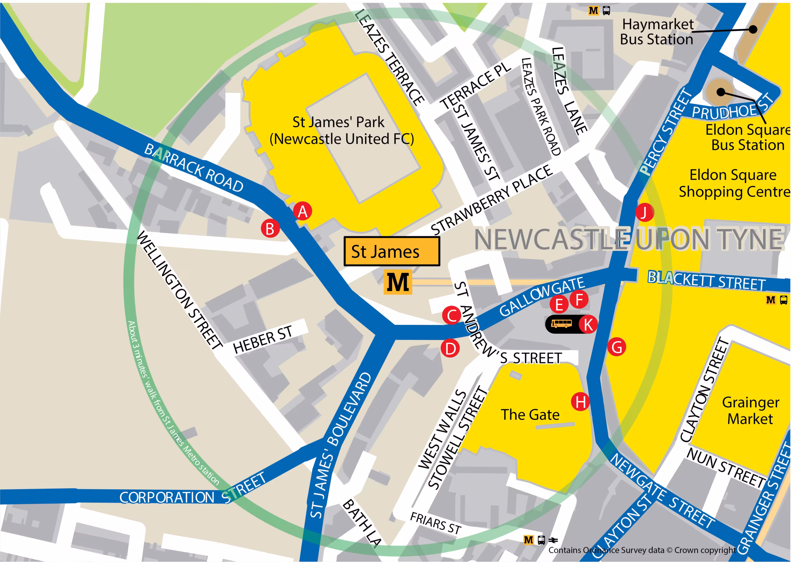 St James station area map