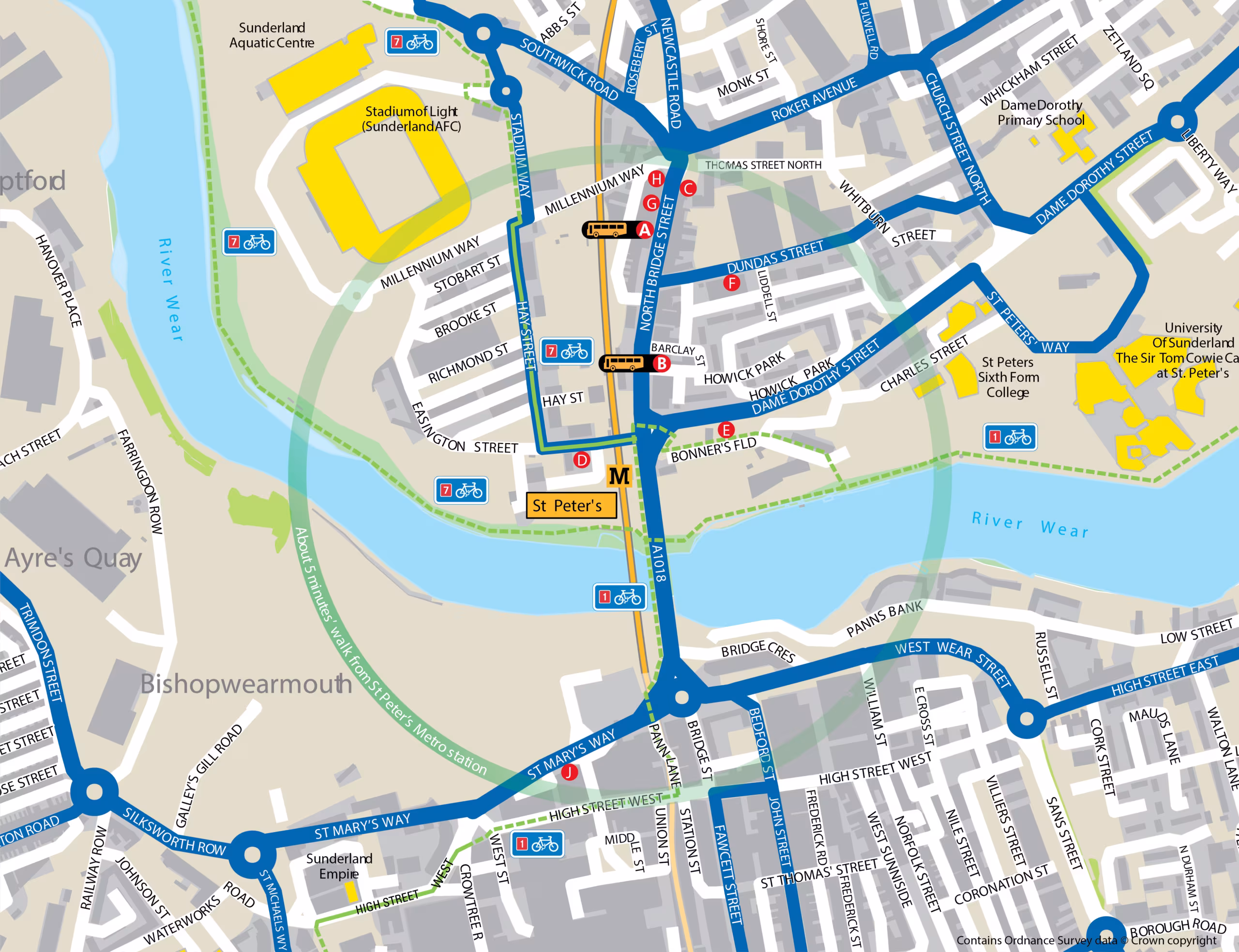 St Peter's station area map