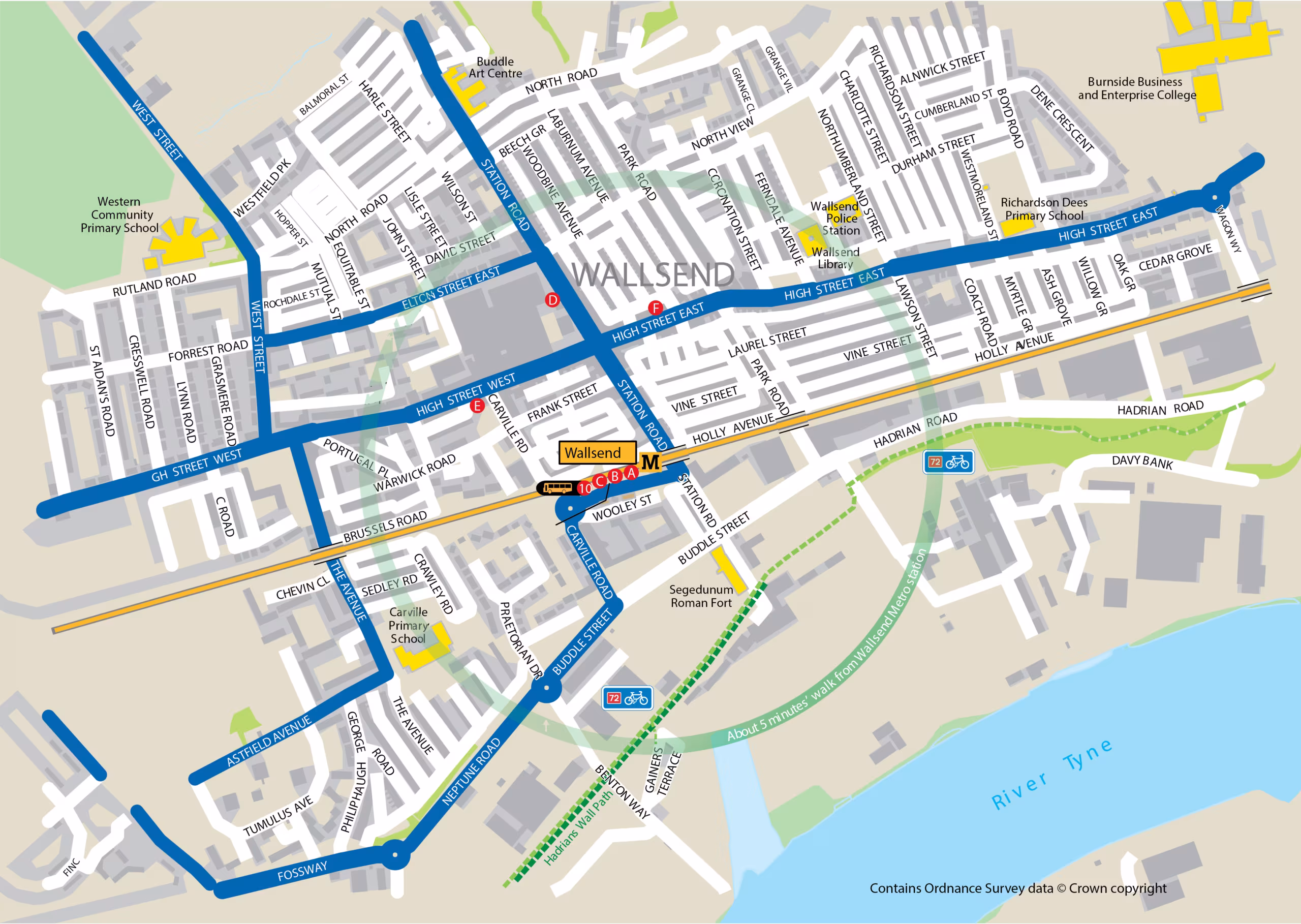 Wallsend station area map