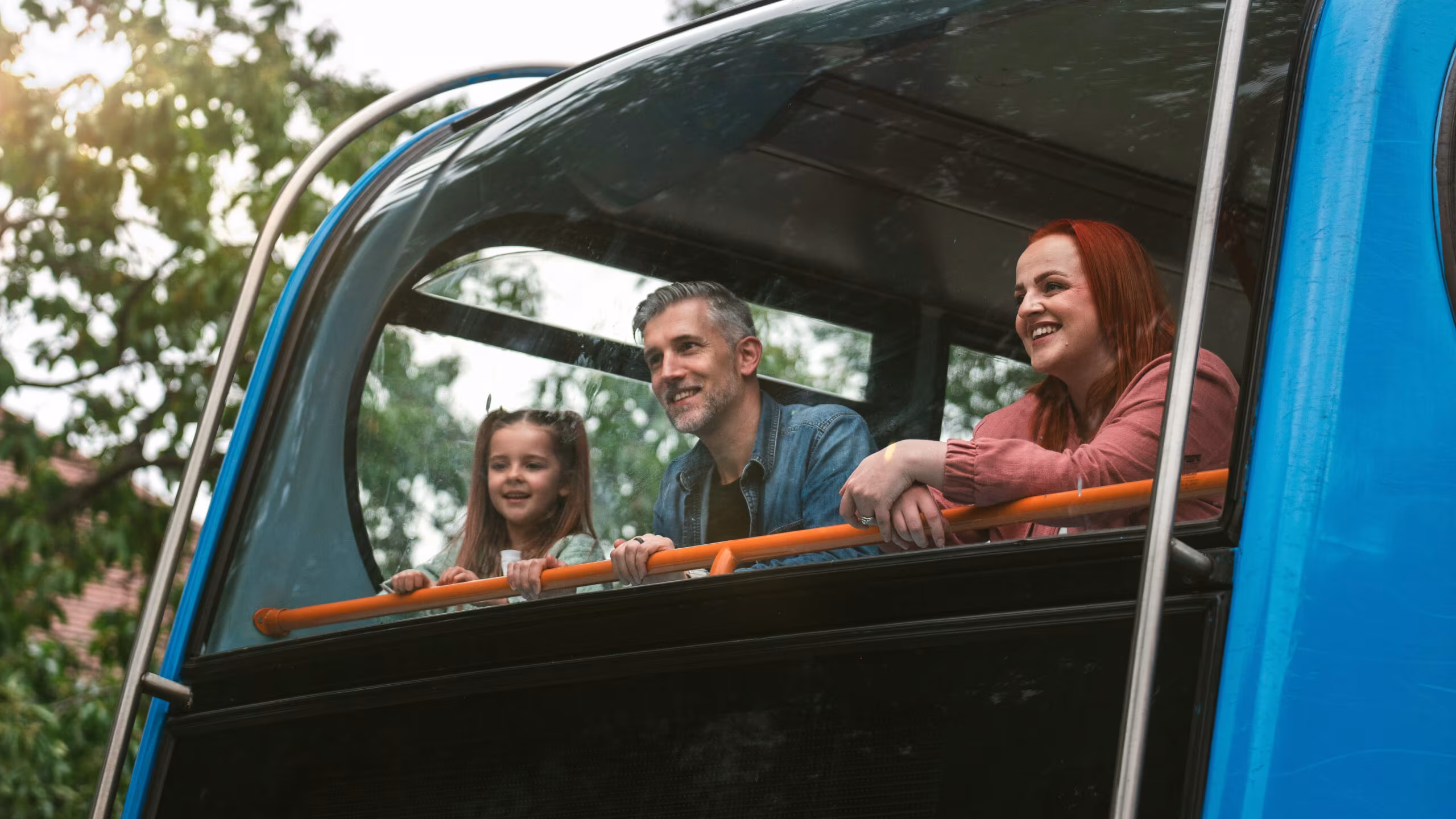 A family on a bus journey