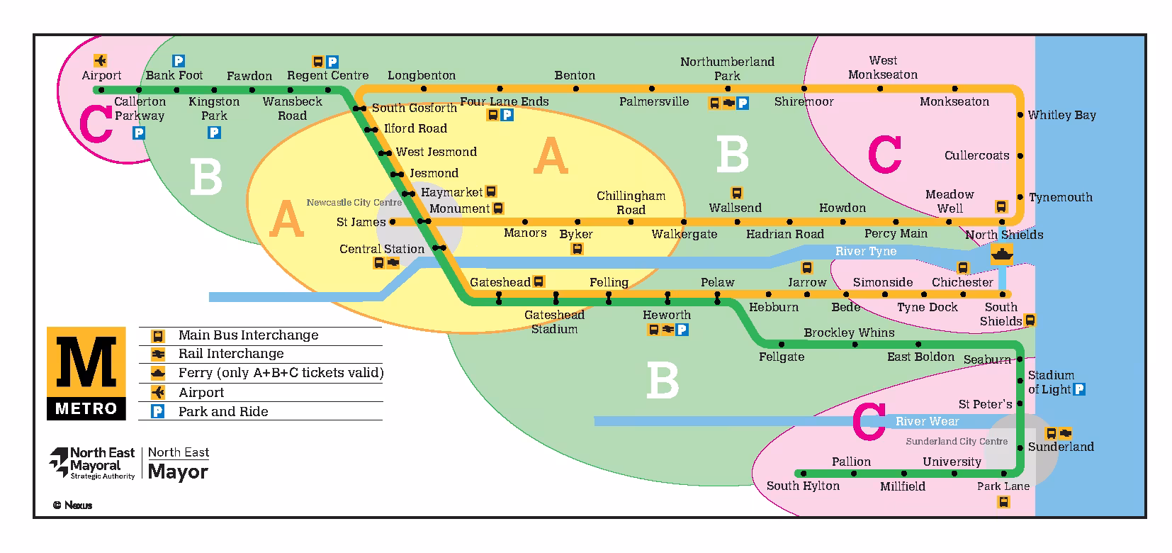 Metro fare zone map